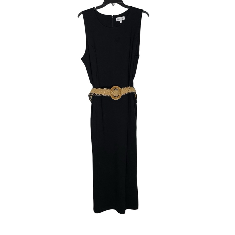 Gibson & Latimer Belted Round Neck Sleeveless Sheath Knee Length Dress